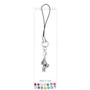 Clayvision Basketball Girl Free Throw Cell Phone Charm with Birthstone 