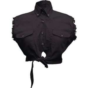  Ladies Black Sleeveless Tie up Shirt 100% Cotton twill 