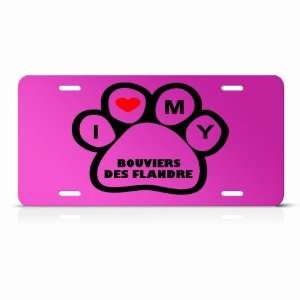  Bouviers Des Flandre Dog Dogs Pink Animal Metal License 