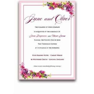   40 Rectangular Wedding Invitations   Floral Vis a Vis