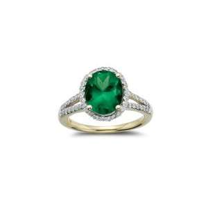  0.53 Ct Diamond & 2.26 Cts Emerald Ring in 14K Yellow Gold 