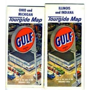  1957 Gulf Oil Company Maps of IL & IN + OH & MI 