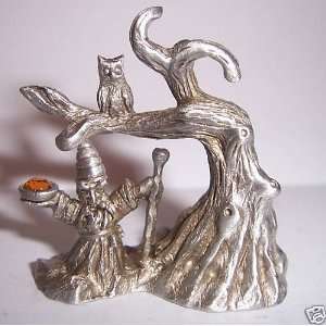  Spoontiques Pewter Hudson Fantasy Wizard Owl In Tree 