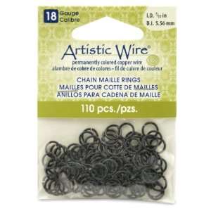  Artistic Wire 18 Gauge Black Chain Maille Rings, 7/32 Inch 
