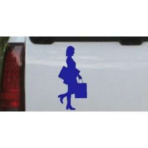 Blue 26in X 12.1in    Girl Shopping Silhouettes Car Window Wall Laptop 