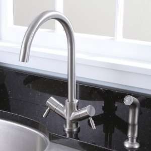  Essen Single Post Kitchen Faucet with Hand Spray   Brushed 