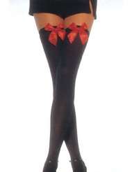 leg avenue women s opaque thigh high with satin bow 6255
