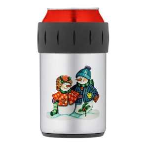 Thermos Can Cooler Koozie Christmas Snow Couple Snow Men 