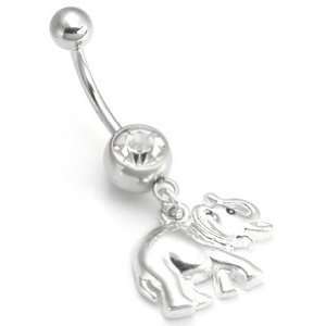   14g 12g 10g BABY ELEPHANT Playing Belly Ring 14g 1/4~6mm AB Jewelry