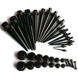  Stretching Kit Black Plugs and Tapers 00g 0g 2g 4g 6g 8g 10g 12g 14g 