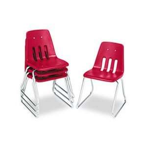   Classroom Chairs, 18 Seat Height, Red/Chrome, 4/C