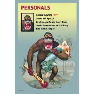  Personals Single Gorilla 12X18 Art Paper with Black Frame 