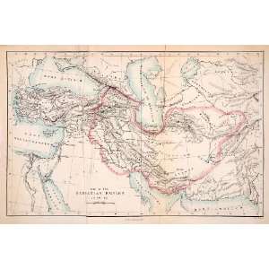  1876 Lithograph Map Sassanian Empire Iran Iraq Mesopotamia 