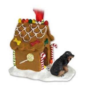  Longhaired Black Doxie Gingerbread House Christmas 