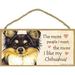Chihuahua longhaired, Black & Tan (More People I Meet) Door Sign 5 