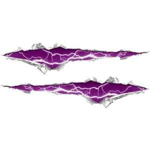  Ripped / Torn Metal Look Decals Lightning Purple   15 h x 