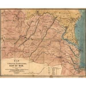  1861 Map of Virginia, Maryland