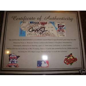 Cal Ripken Jr. Signed 3000 Hit Ticket w/coa Unused   Signed MLB 