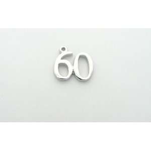 Number 60 Charm   Silver Plated   60th Birthday   Anniversary  