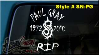 RIP PAUL GRAY SLIPKNOT MEMORY VINYL DECAL MEMORIAL MASK  