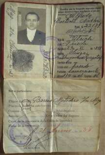 CEDULA IDENTIDAD MAGALLANES,CHILE 1933 ALFREDO BOETSCHI  