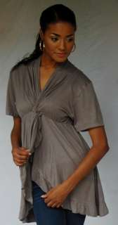 V342 GREY/BLOUSE CROSS OVER MADE 2 ORDER 2X 3X 4X  