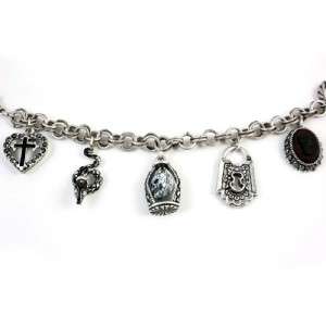 SWEET ROMANCE Gothic Skull Cross Keyhole Charm Bracelet  