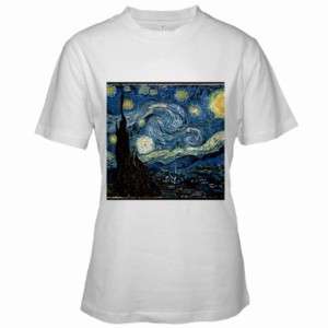 Van Gogh Starry Night Womens White T Shirt S,M,L,XL  