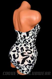 Semi Sheer Snow Leopard Print Slinky Sexy Clubwear Lycra Mini Dress 