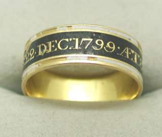 Georgian 1799 Gold & Enamelled Mourning Ring  