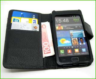 For Samsung Galaxy S2 S 2 II I9100 Leather Wallet Case Credit Card 
