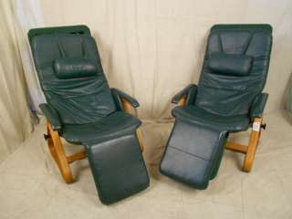 Pair of Danish Teak Frame Leather Lounge Chairs (0381)*.  