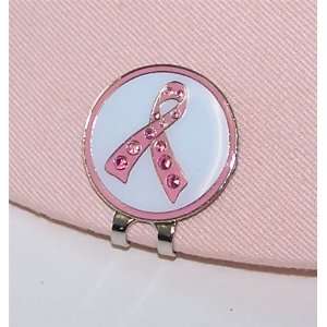  Pink Ribbon Sparkling Crystal Golf Ball Marker with 