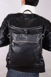 Mens Boys Real Bull Leather Shoulders School Bag Backpack Luggage 