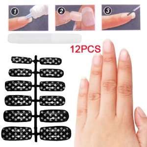  Rosallini Black Gray Artificial Fingernail Nail Tips 12 