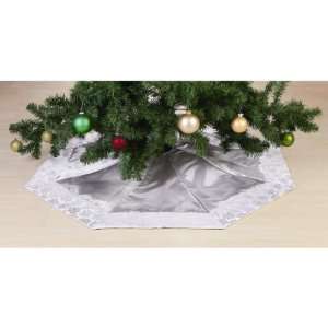Jaclyn Smith Midnight Clear 52in Tree Skirt White Satin with Silver 