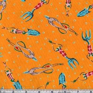   Wide The Garden Tools Orange Fabric By The Yard Arts, Crafts & Sewing