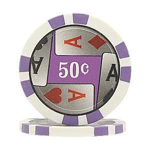  100 4 Aces Poker Chips   50c