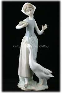 lladro Girl with Goose No. 1052 Porcelain Figurine 9 3/4 Signed 