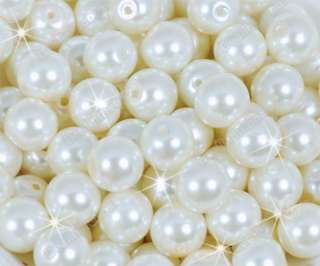   10mm Pretty Off White Faux Glass Pearl Round Loose Beads Approx. 10mm