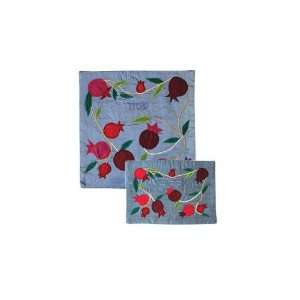  Yair Emanuel Silk Matzah Cover Set with Red Pomegranate on 