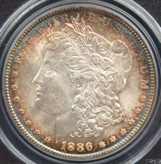 1886 Morgan Silver Dollar PCGS MS64   RICH ELECTRIC COLORS  