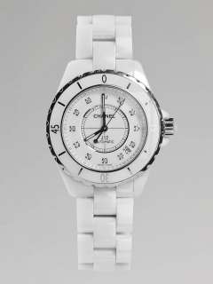 Chanel White J12 Ceramic and Diamonds 38mm Automatic Watch  