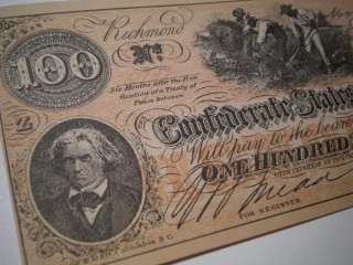 Confederate States of America Richmond Bills Bill Money 100 1 1864 