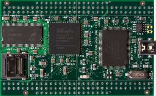 Top side of the USB FPGA Module 1.11c with Spartan 6 LX25 FPGA and 64 