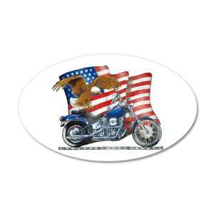  38.5x24.5O Wall Vinyl Sticker Motorcycle Eagle And US Flag 