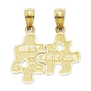  14k Gold Best Friends Puzzle Pieces Break apart Pendant 