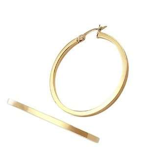   Yellow Gold Hoop Earrings Flat Huggies 0.65 inch Jewel Roses Jewelry