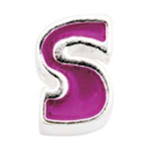 Avedon Kids Polished Sterling Silver Initial S Pink Enamel Slide 