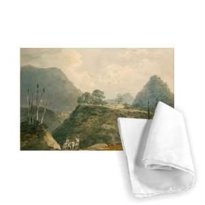  Mountainous landscape with river (w/c &   Tea Towel 100% 